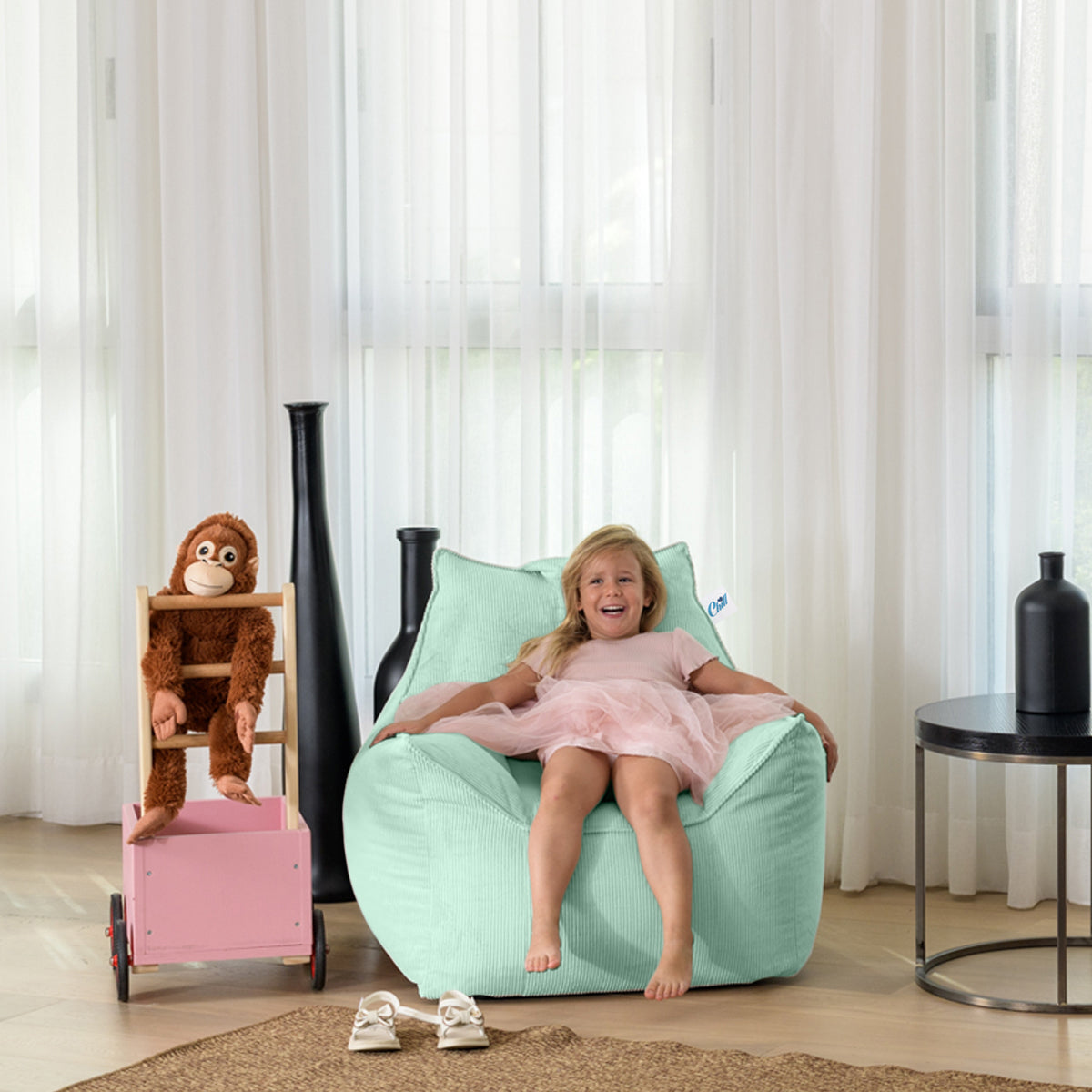 כורסא לילדים מבד קורדרוי דגם ג'יימס ירוק בייבי